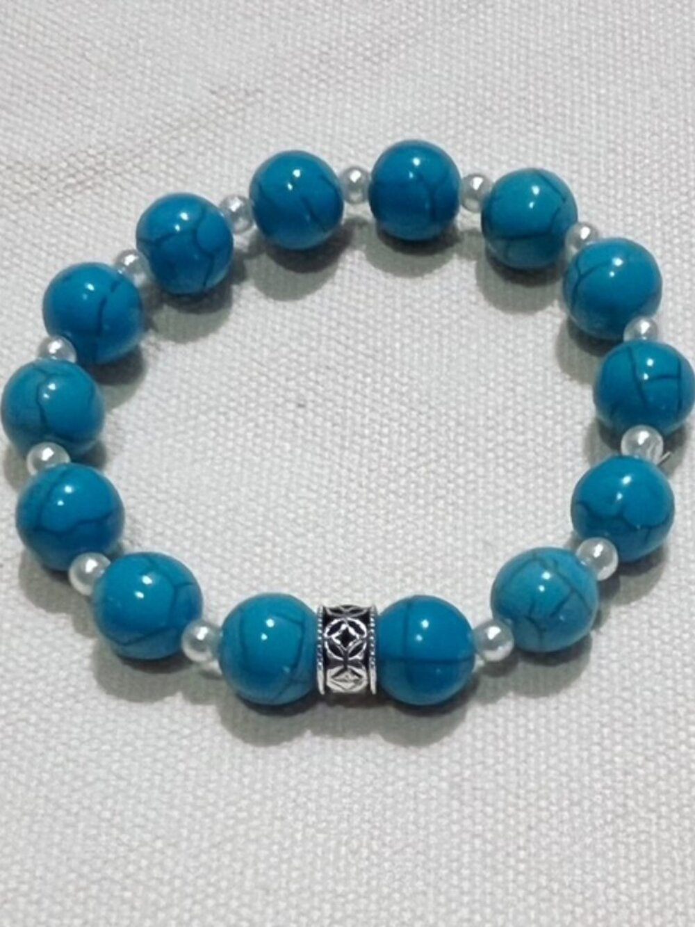 Turquoise Blue Beaded Stretch Bracelet